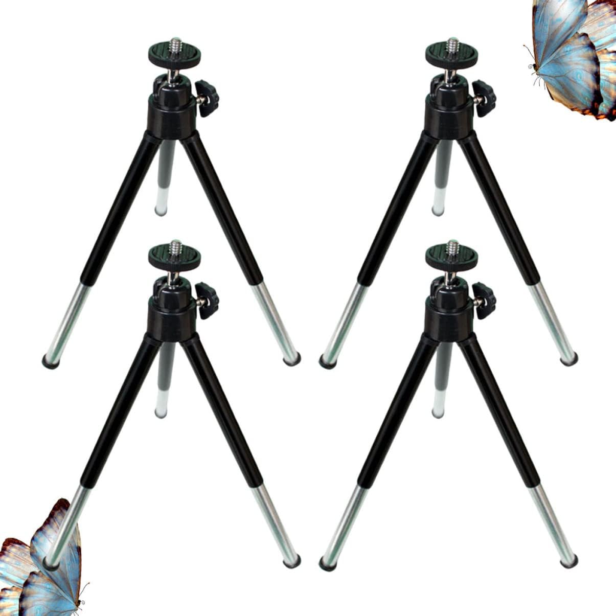 Mikikit Soporte de transmisión móvil 4 unids Selfie Stick soporte trípode teléfono teléfono multi-posición teléfono titular