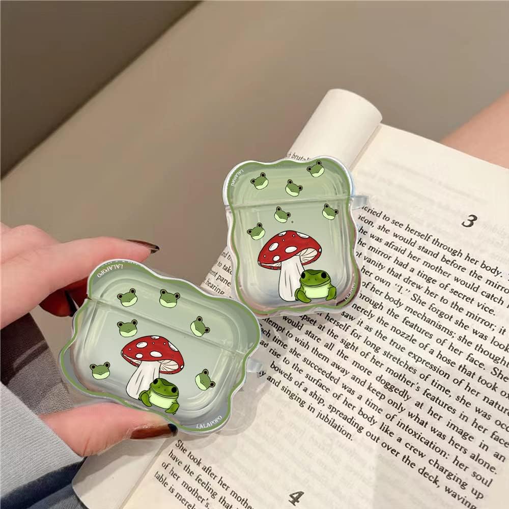 Funda compatible con Airpods Pro de rana, bonita funda con llavero para mujeres y niñas, funda protectora transparente de silicona suave Kawaii de