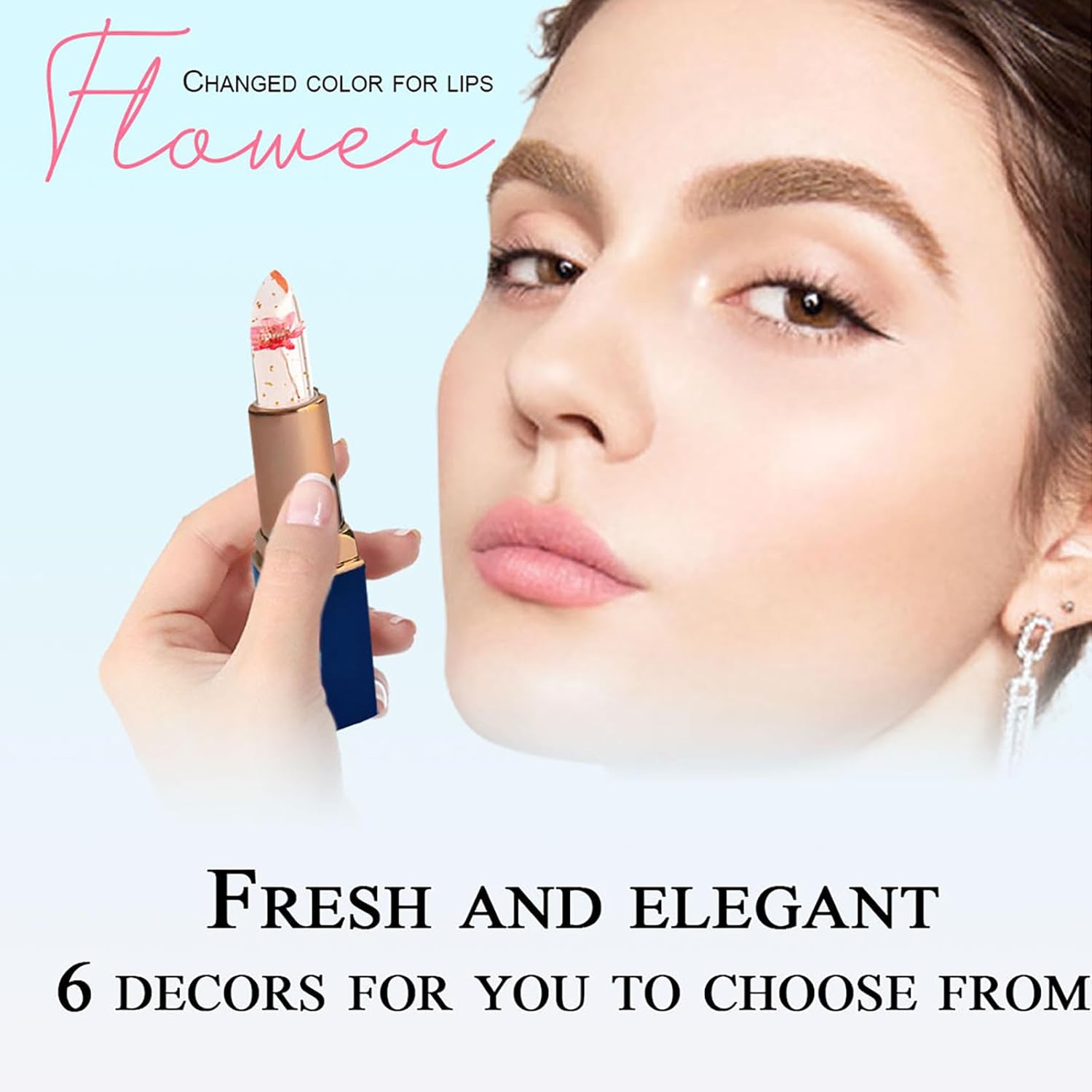 Aseawave 6 lápices labiales que cambian de color de pH, gelatina de flores de cristal, bálsamo brillante para todos los tonos de piel, tinte suave y
