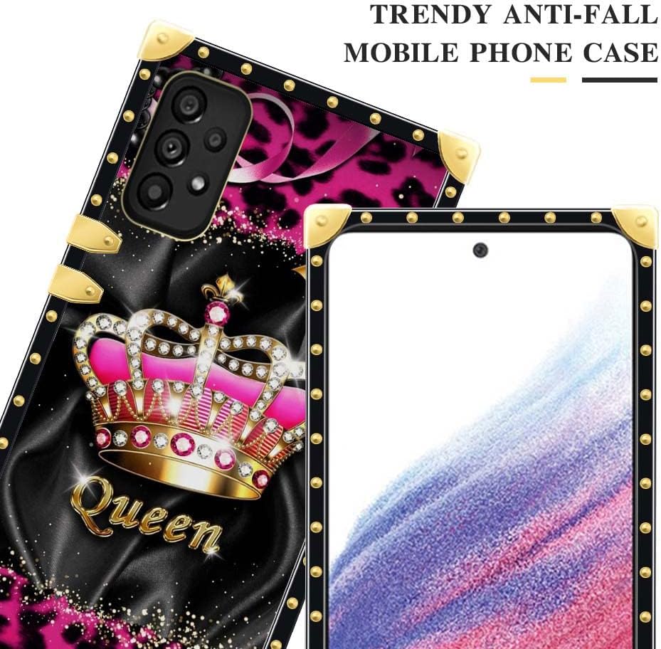 YiXinBB Funda compatible con Samsung Galaxy A53 5G, J Crown Queen con estampado de leopardo de lujo, elegante, suave, TPU a prueba de golpes,