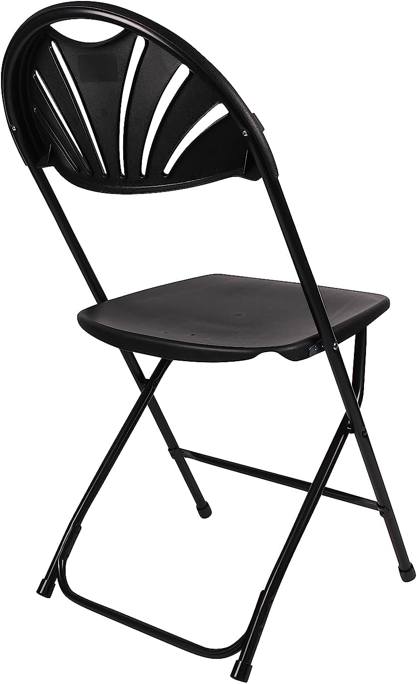 BTEXPERT Juego de 2 sillas plegables de plástico para eventos de alta capacidad, con marco de acero, color negro, para bodas, fiestas