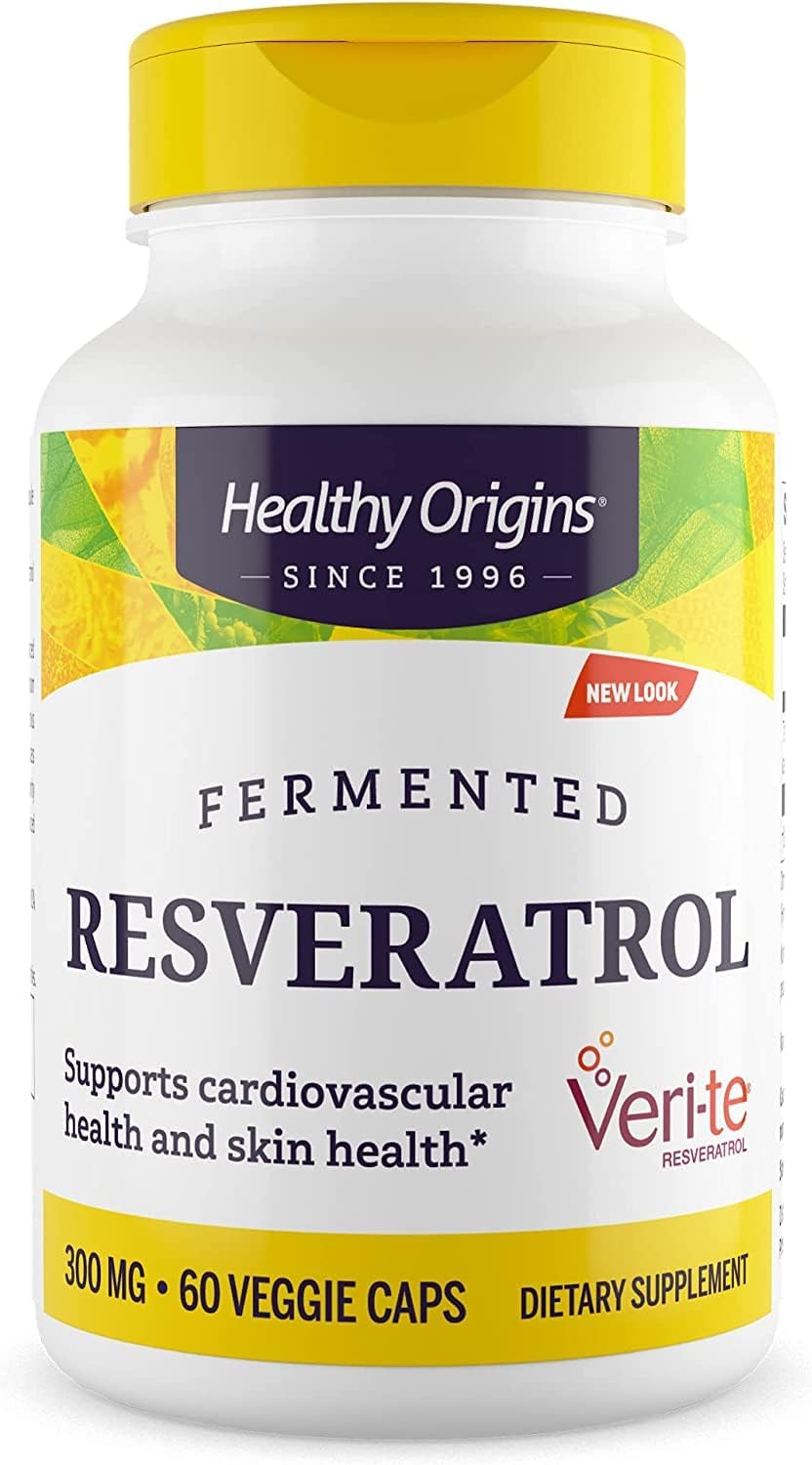 Healthy Origins Resveratrol (Trans-Resveratrol), 300 mg – Suplementos nutricionales de resveratrol europeos – Suplemento antioxidante vegano, sin