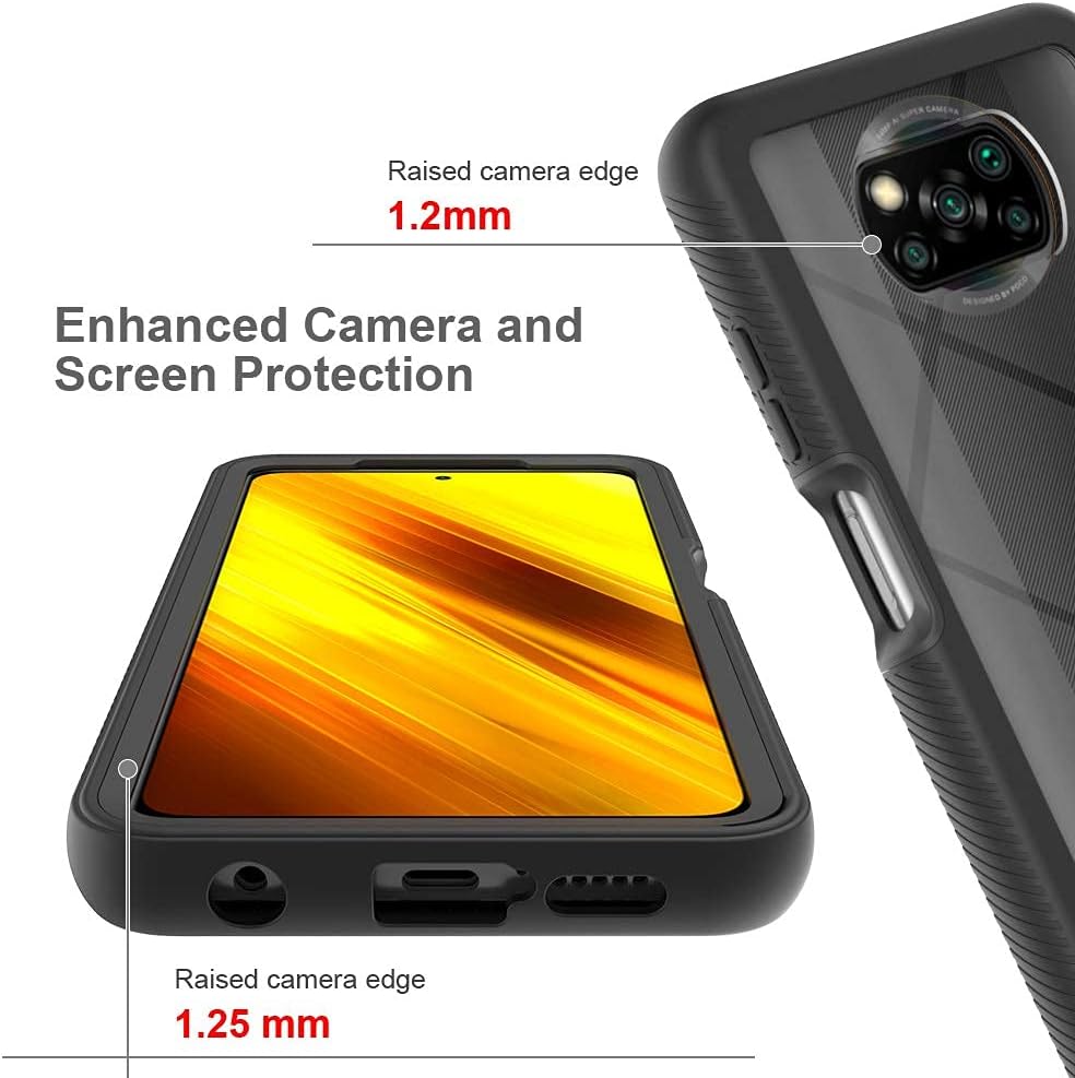 Asuwish Funda de teléfono para Xiaomi Poco X3 ProPocoX3 NFCPoco X3 con protector de pantalla de vidrio templado híbrido resistente resistente
