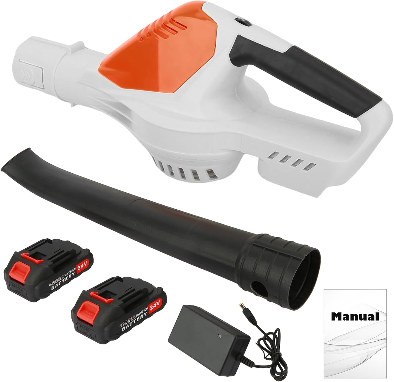 Soplador de hojas inalámbrico, soplador eléctrico de hojas con 2 baterías y cargador, soplador de hojas eléctrico de mano de 21 V, sopladores de