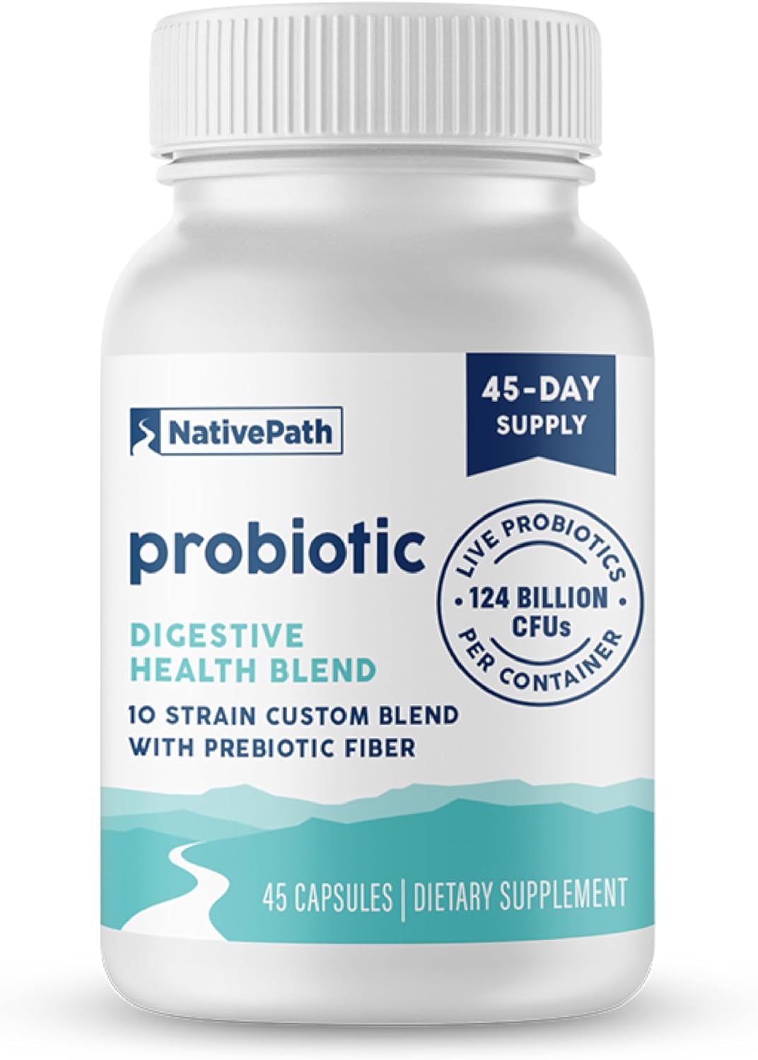 NativePath Probiótico diario, suplemento de probióticos de mezcla personalizada de 10 cepas para hombres y mujeres, 82 mil millones de UFC, 45