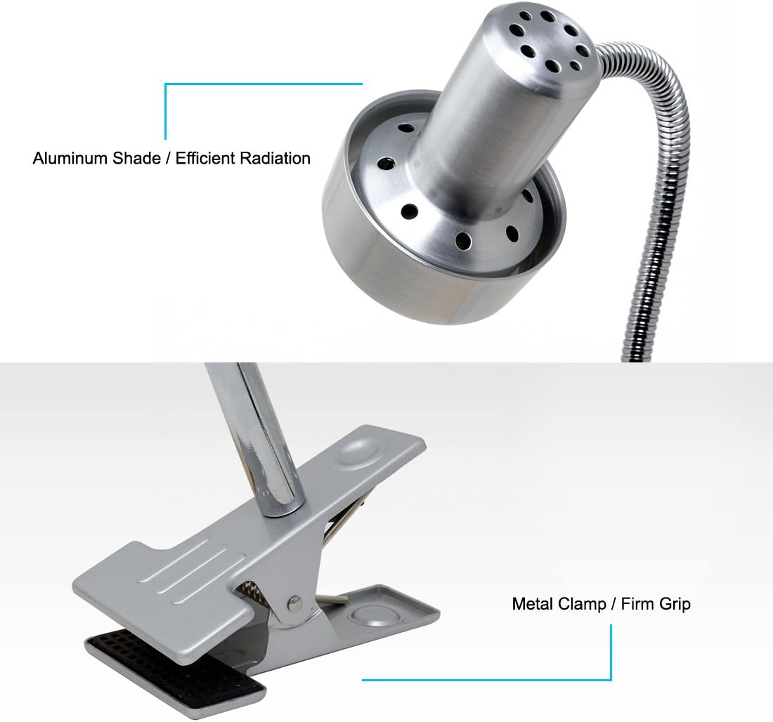 O’Bright Luz LED con clip para cabecera de camaescritorio, lámpara de escritorio LED regulable con abrazadera de metal, LED de 5 W, cuello de cisne