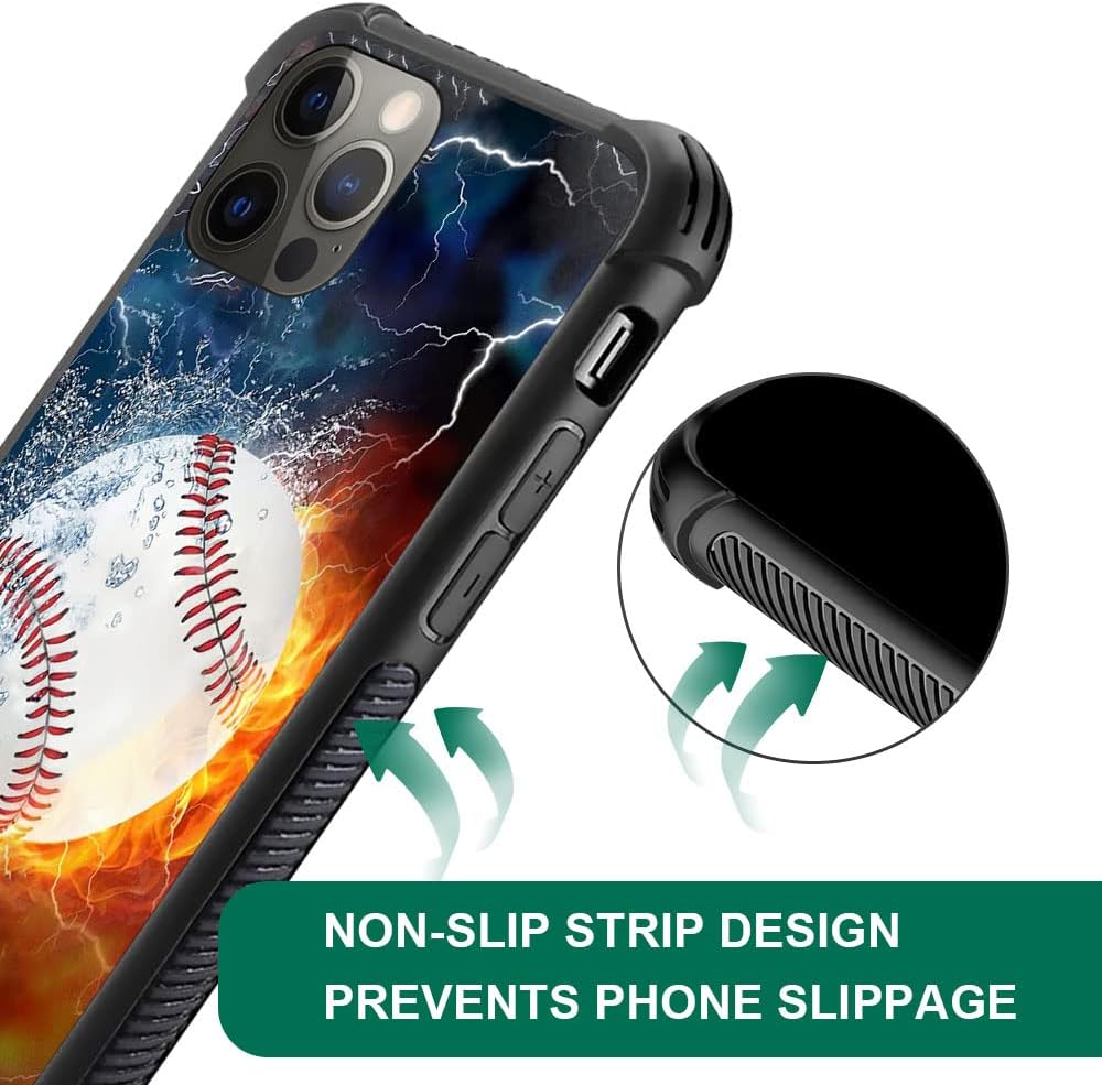 DAIZAG Funda compatible con iPhone 11 Pro Max Ice Fire Baseball Funda de teléfono a prueba de golpes suave TPU para niños y hombres, funda de regalo
