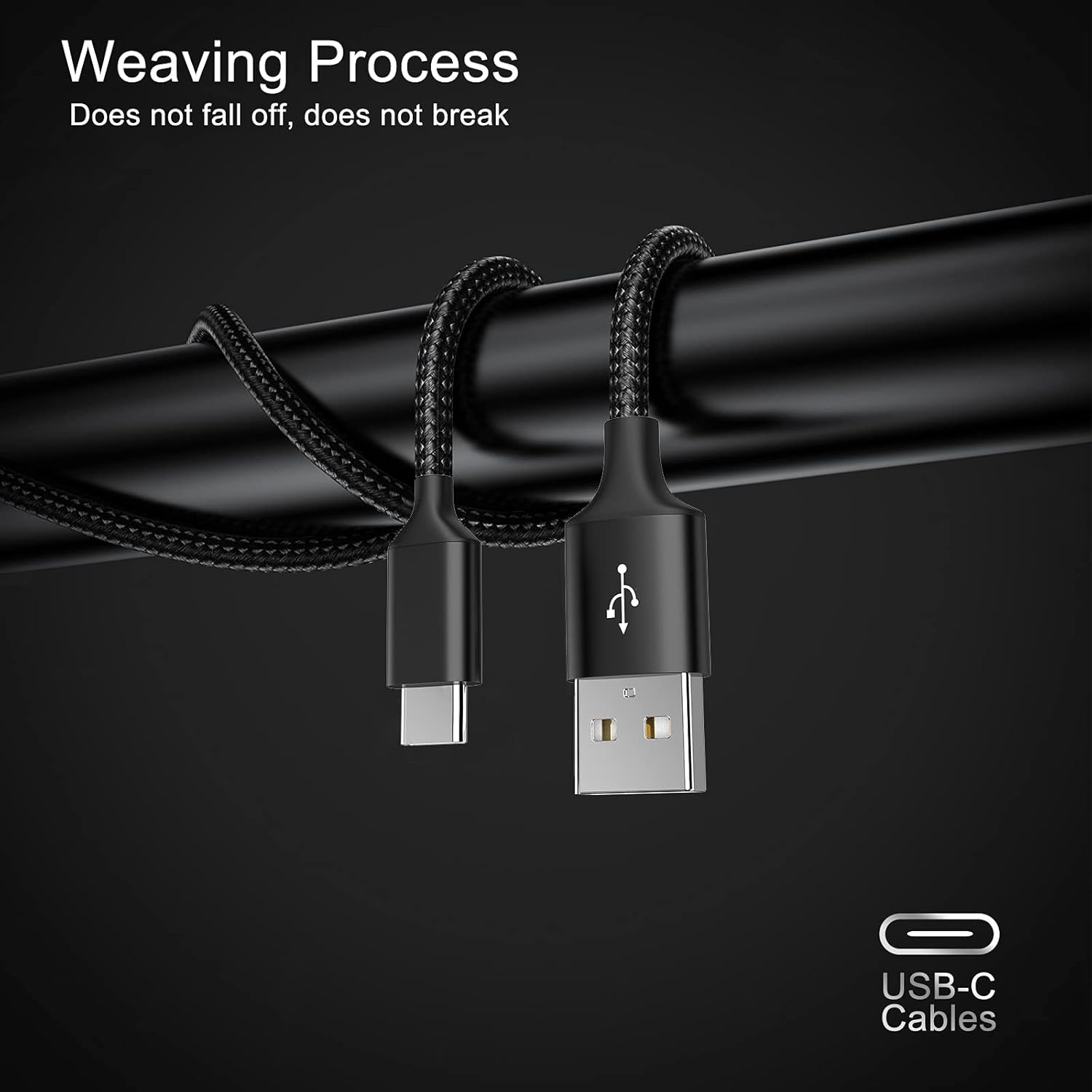 Cable USB tipo C, paquete de 5 (336610 pies), cable USB C trenzado de nailon de carga rápida, compatible con Samsung Galaxy S9 S8 Note 9 Note 8