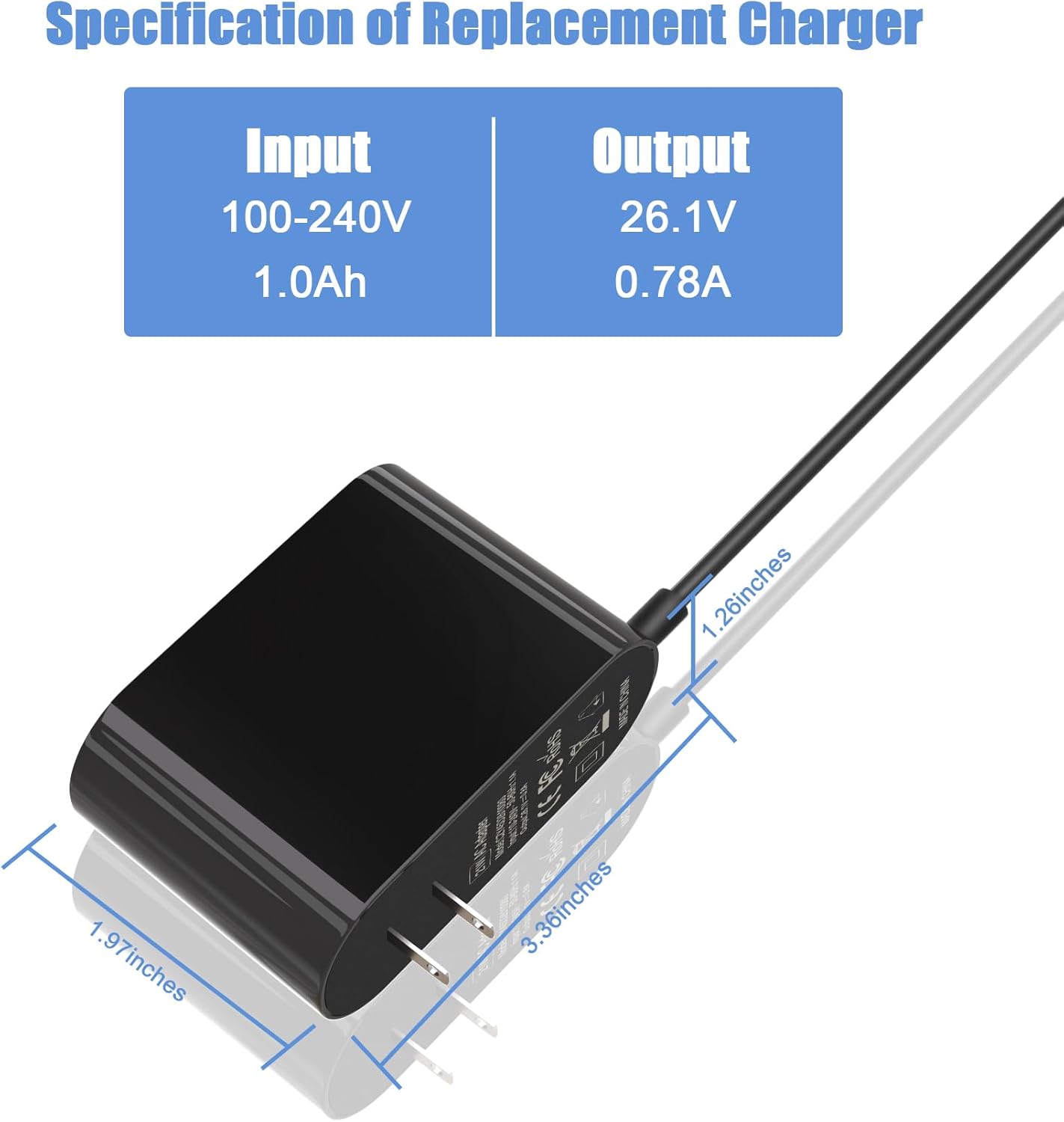 Cargador de vacío inalámbrico de 21.6 V compatible con Dyson V6 V7 V8 DC58 DC59 DC61 DC62 Absolute Animal Motorhead, cable de carga de 6 pies