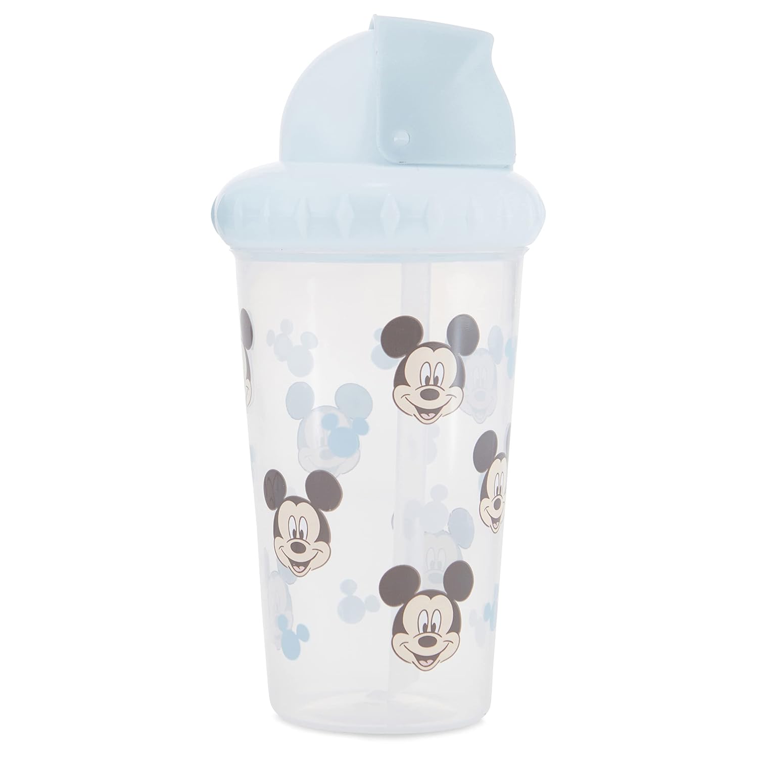 Disney Vasos para sorber para niños y niñas  Paquete de dos vasos para sorber de 10 onzas con popote y tapa, botella de agua de viaje azul duradera