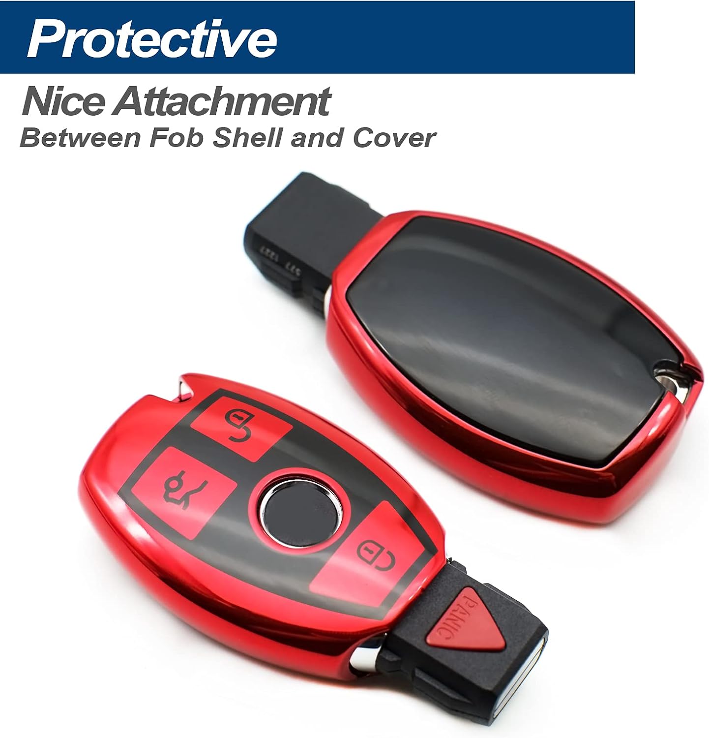 Compatible con Mercedes Benz C E S G M CLS CLK G R Class Sprinter 300 Series Smart TPU Key Fob Remote Cover Case Shell Glove Pouch Holder Protector