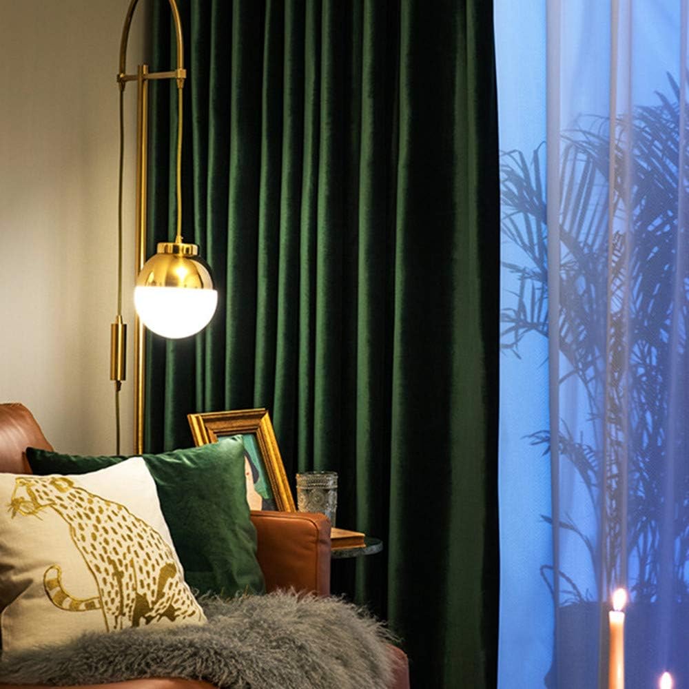 MYRU 1 par de cortinas opacas de terciopelo nórdico de lujo verde oscuro para dormitorio y sala de estar (2 x 54 x 84 pulgadas, verde oscuro)