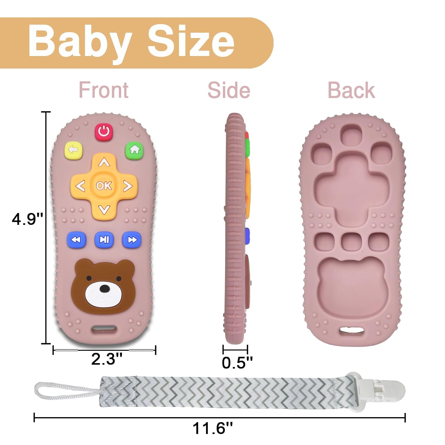 Juguetes de dentición de silicona con cuerda anti caída, juguetes de dentición con control remoto para bebés de 0 a 6 meses, mordedores para bebés