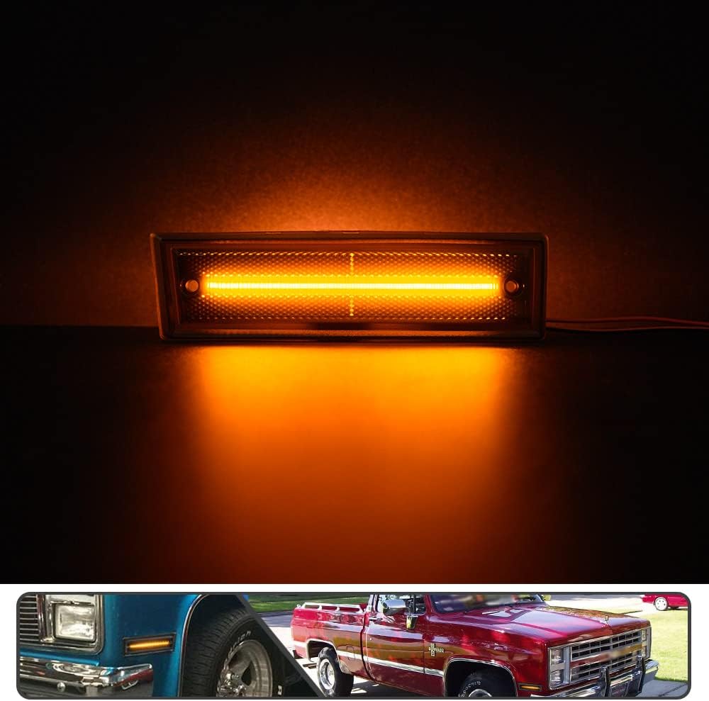 2 luces LED ámbar de marcador lateral para Chevy K5 Blazer GM CK RV Truck para GMC Jimmy 1984-1991 indicador de guardabarros delantero, luces