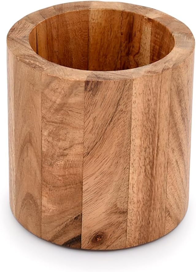 Soporte para cepillos de dientes de madera de acacia para baño para cepillo de dientes, pasta de dientes, bolígrafos, soporte para brochas de
