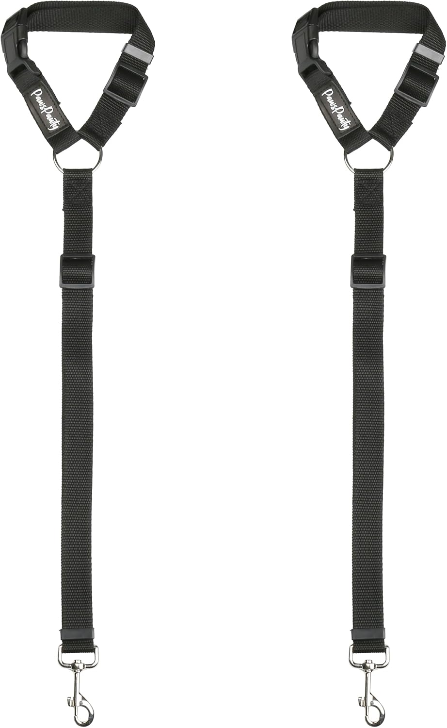 PawsPawty – Paquete de 2 cinturones de seguridad para perros, ajustable, tela de nailon, correas de seguridad para automóvil, arnés para perros,