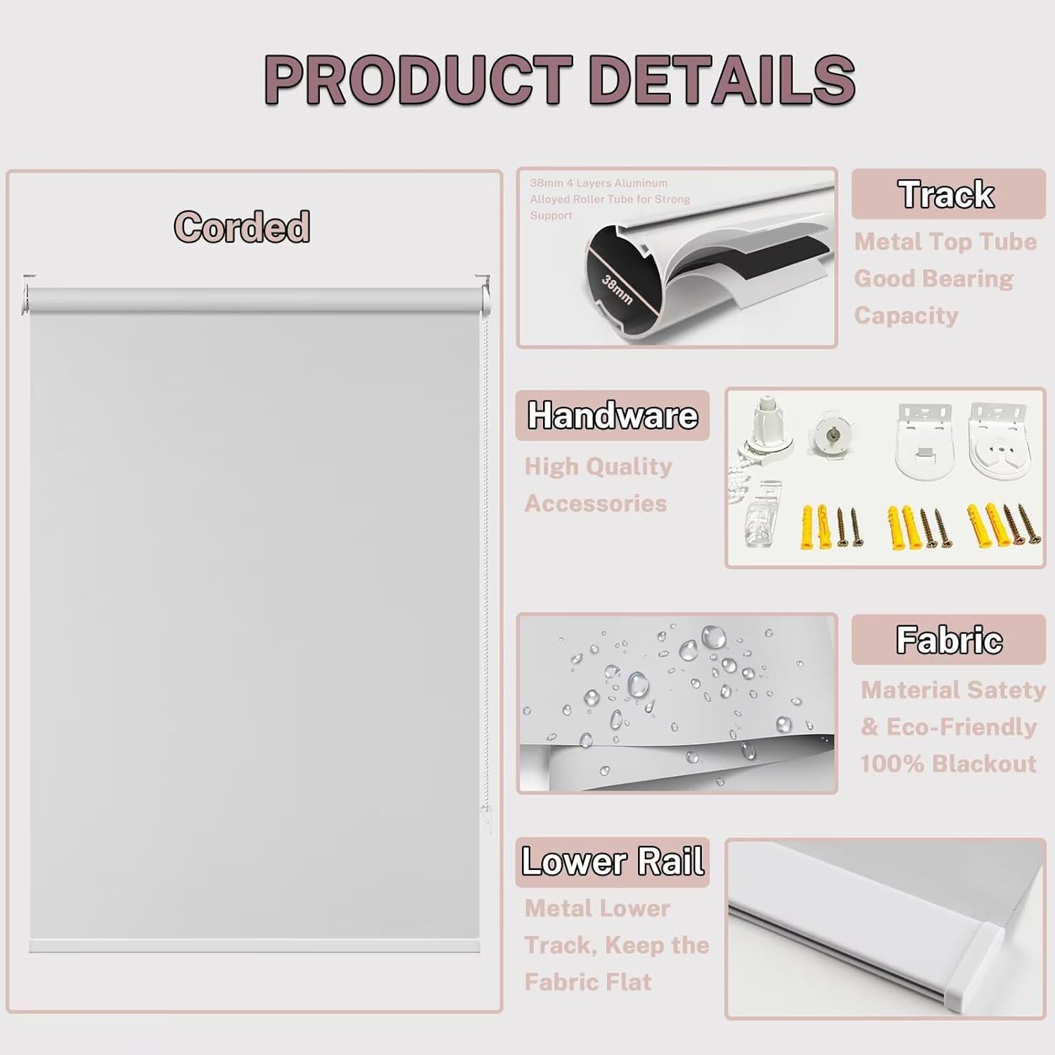 Persianas enrollables opacas para ventanas interiores, impermeables, para el hogar, ducha, oficina, privacidad, con cable francés, persianas para