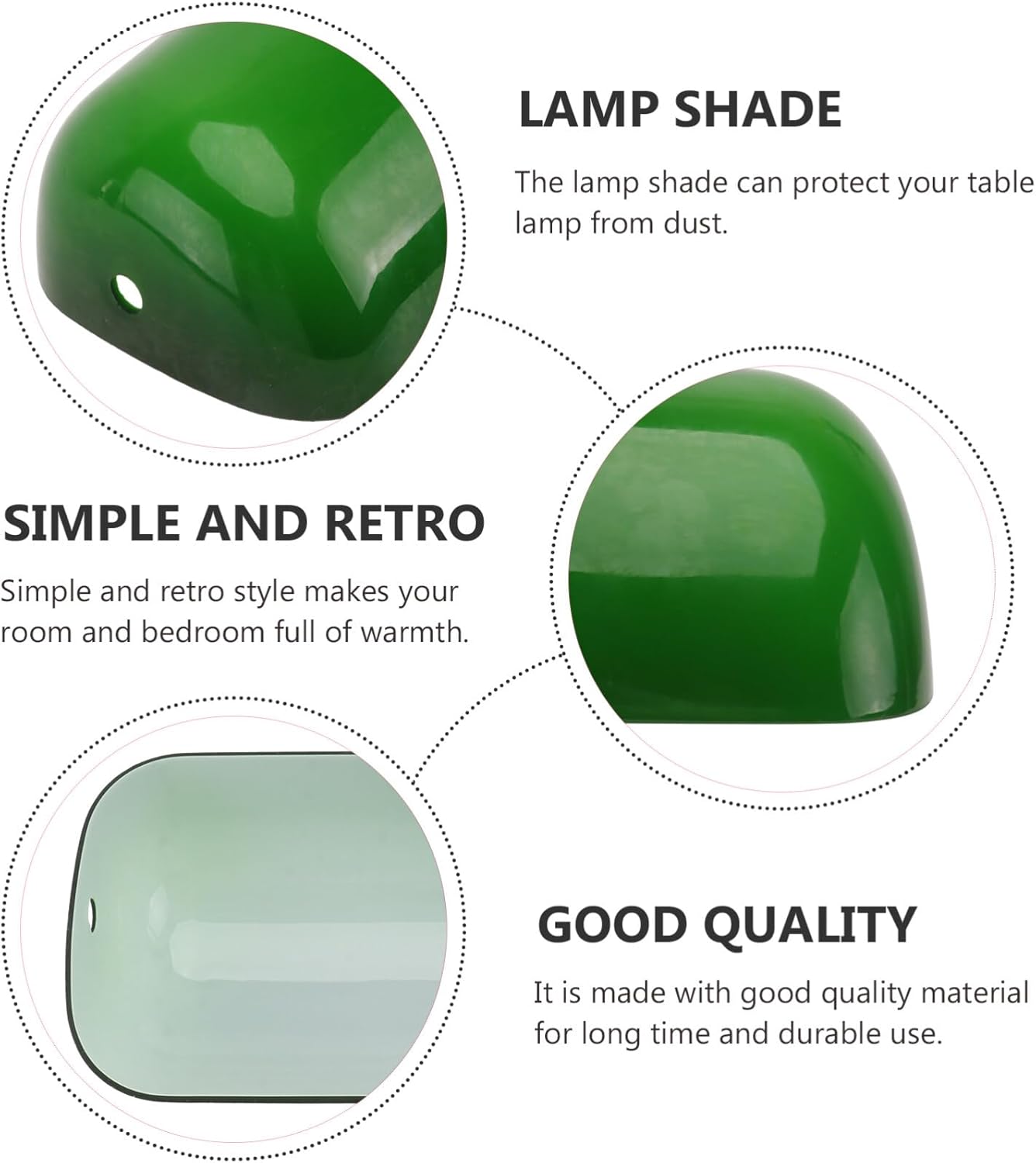 Lurrose Pantalla de cristal verde para lámpara de banqueros de repuesto para banqueros, lámpara de escritorio de banqueros verdes, pantalla de