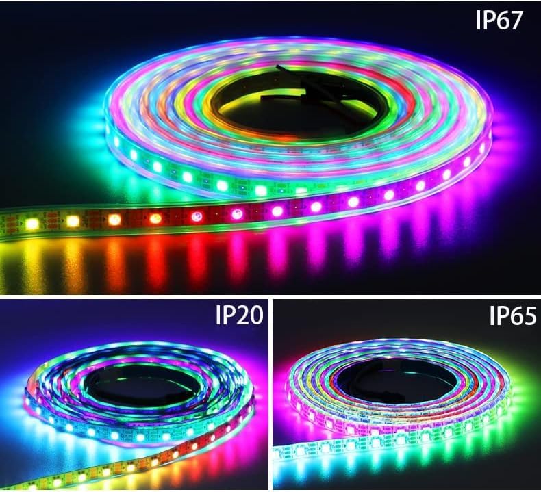 TOPXCDZ WS2812B WS2812 – Tira LED de píxeles direccionables individualmente flexible digital RGB 30607496144PixelLedsM cinta de luz 5V (5M 96LEDM,