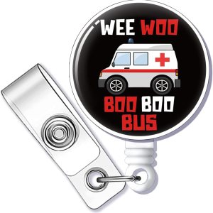 Wee Woo – Carrete de identificación para enfermera de autobús con clip de tiburón, tarjeta de identificación de médico de oficina de trabajo médico, Wee Woo – Carrete de identificación para enfermera de autobús con clip de tiburón, tarjeta de identificación de médico de oficina de trabajo médico,