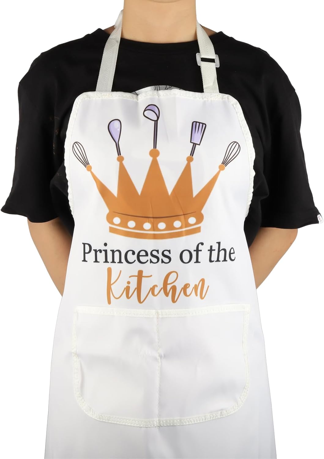 VAMSII Divertidos delantales de cocina para mujer, delantal de cocina con bolsillos, delantales de princesa de la cocina, regalos de inauguración de