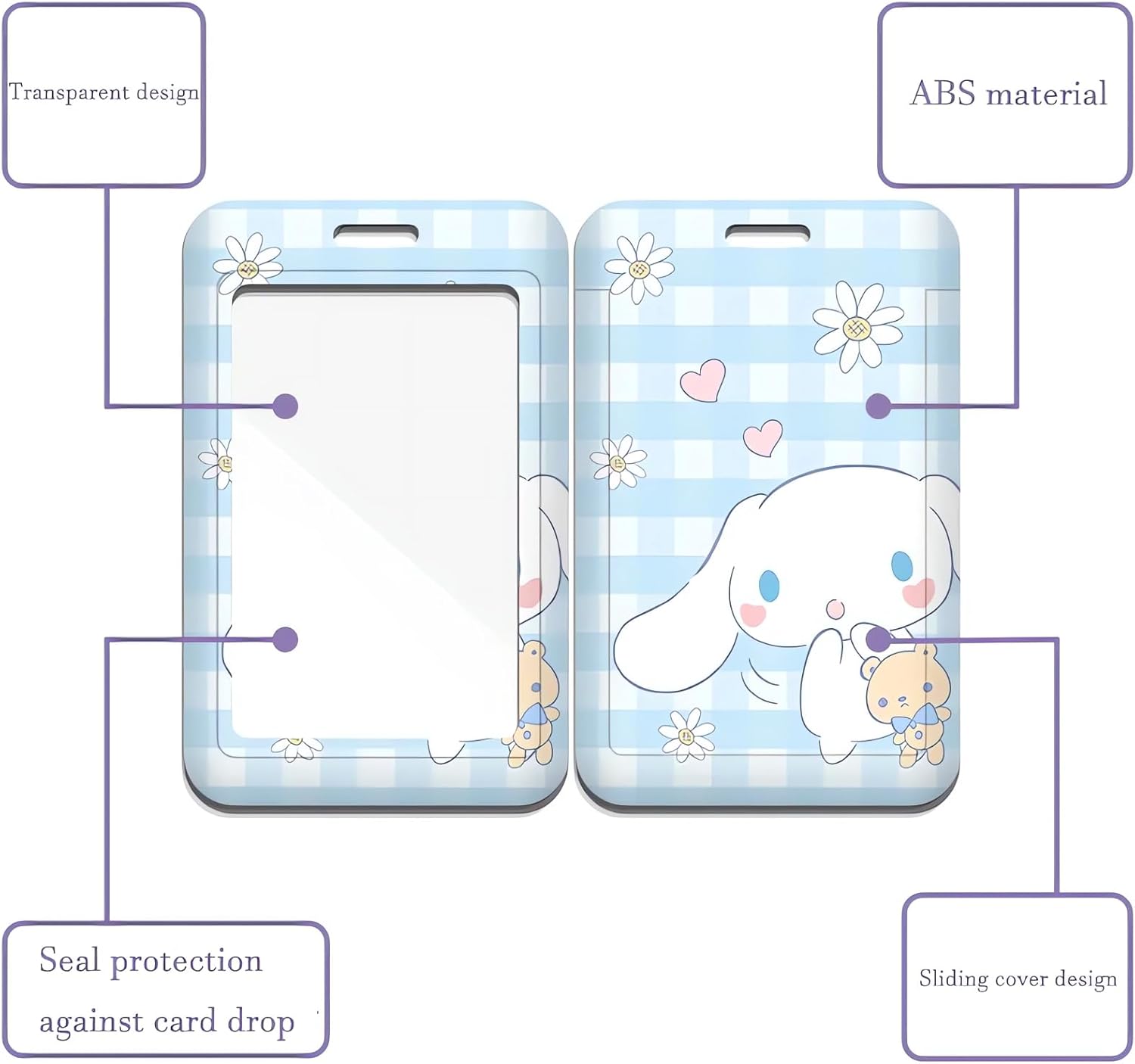 Portatarjetas de identificación de dibujos animados con cordón, bonita funda para tarjetas de identificación con nombre para mujeres y niñas