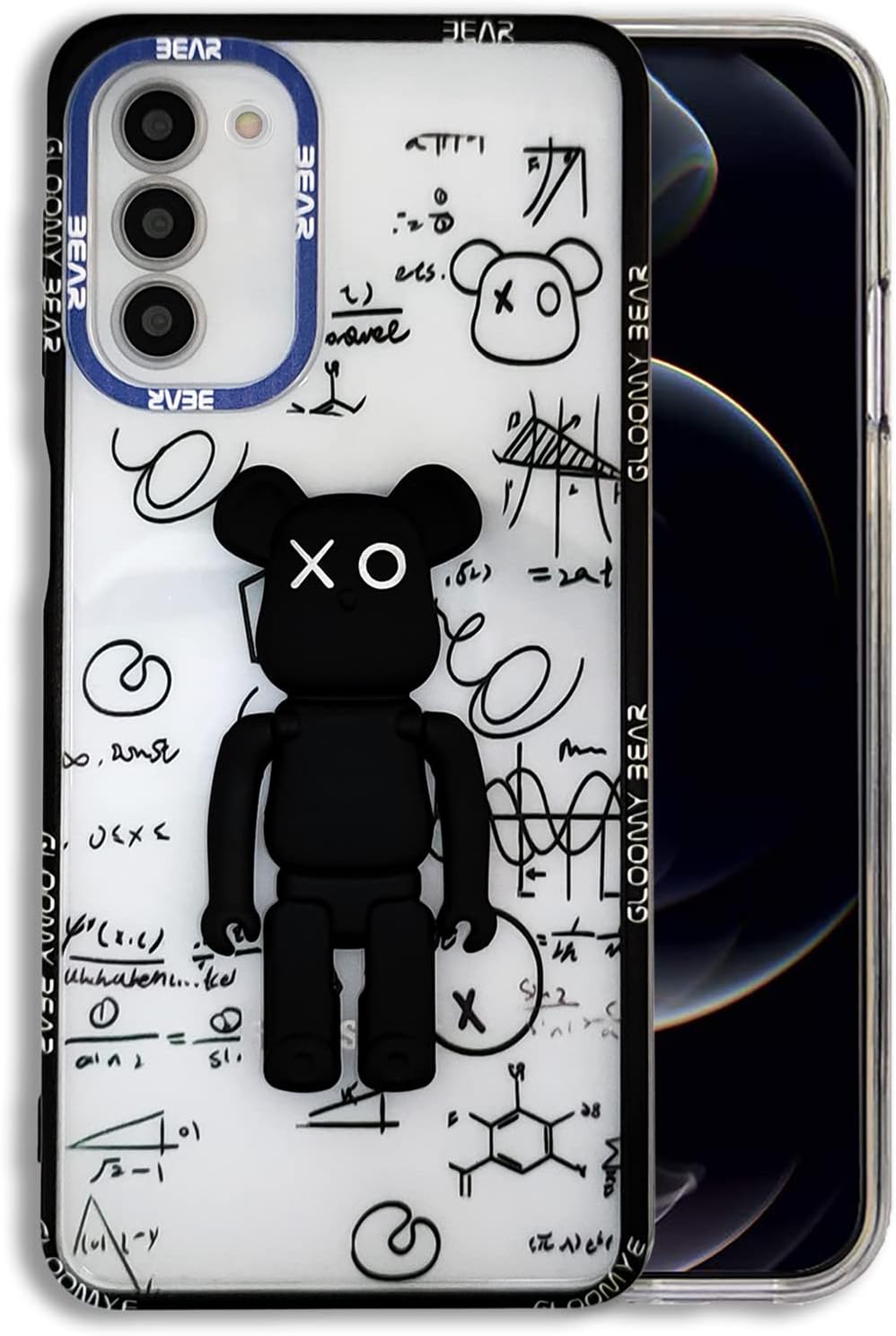 DOWINTIGER Funda compatible con Samsung Galaxy A03S A02S  Cool Designer 3D Bear con diseño de soporte para niños y hombres, moda urbana, suave,