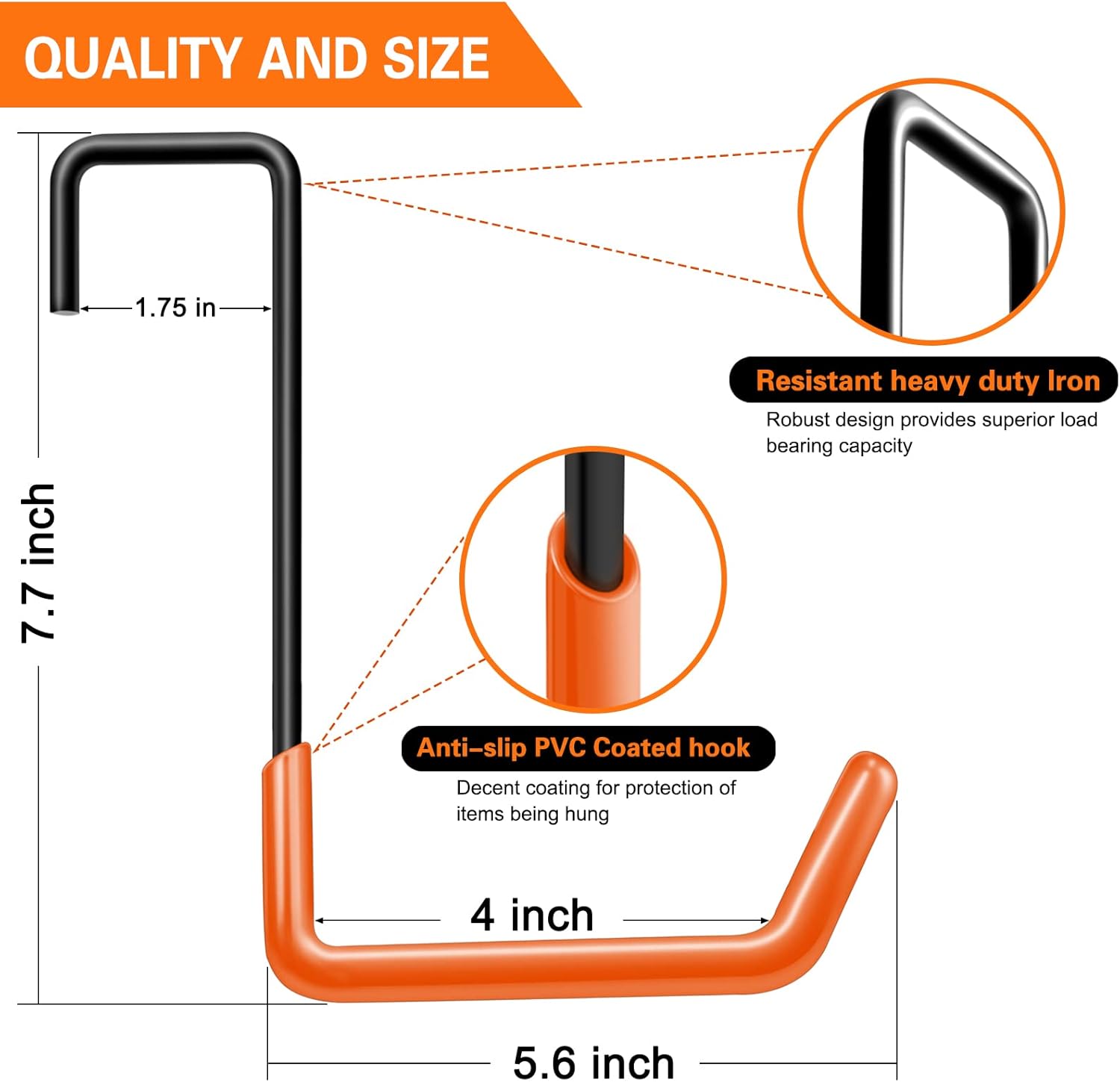HUPBIPY Rafter – Ganchos para colgar en el garaje, para bicicleta, ganchos grandes en S para colgar, con revestimiento antideslizante, para