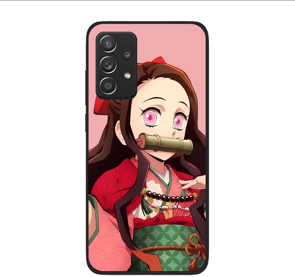 Black Slim Soft Matte Durable Rubber Silicone TPU Fundas Fit Cover Case for Samsung Galaxy A52 5G Kamado Nezuko Anime Japan 02