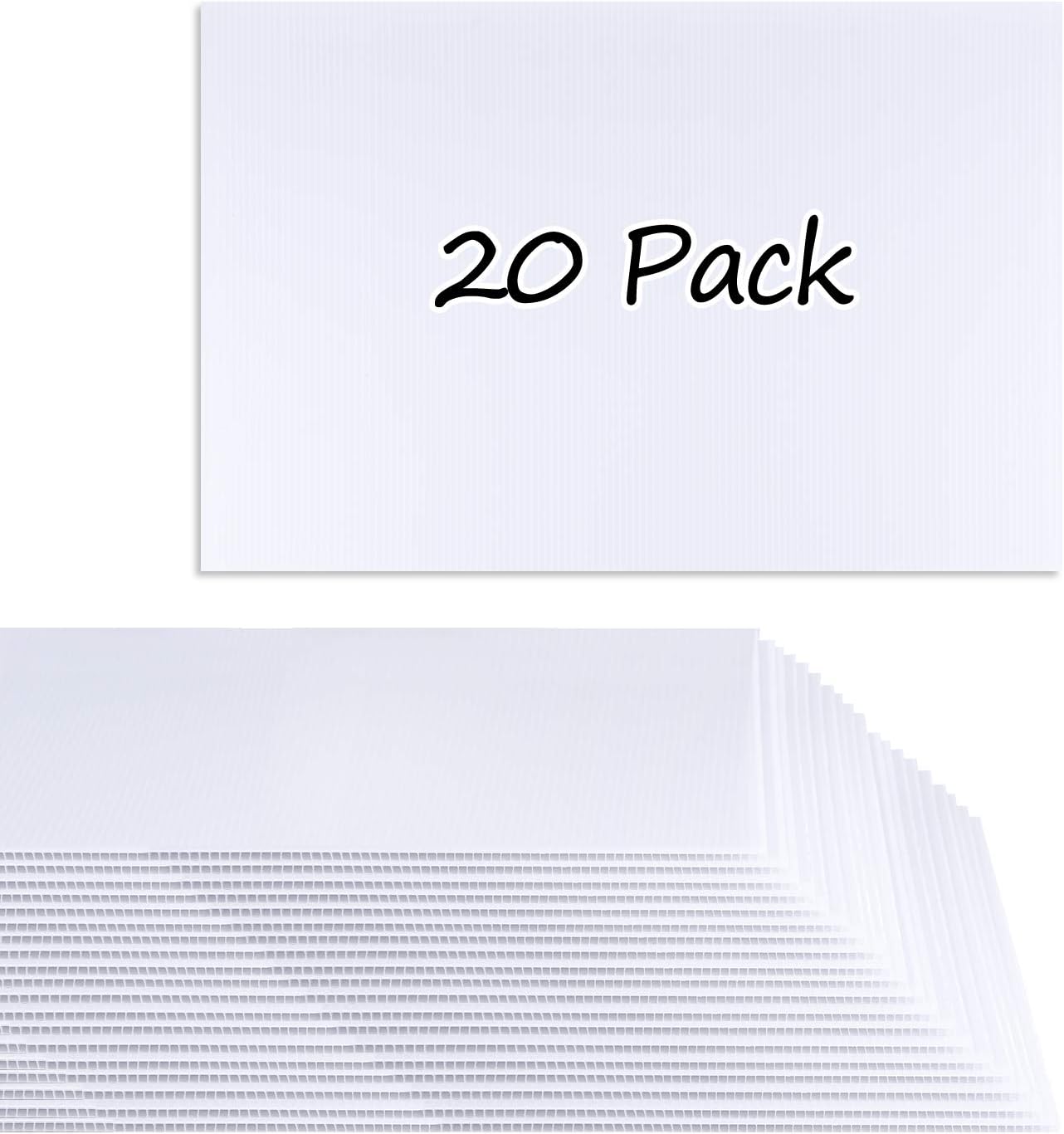 PLULON 20 letreros en blanco para patio, 17 x 12 pulgadas, tablero de plástico corrugado, letrero de tablero, letrero de césped para alquiler, venta
