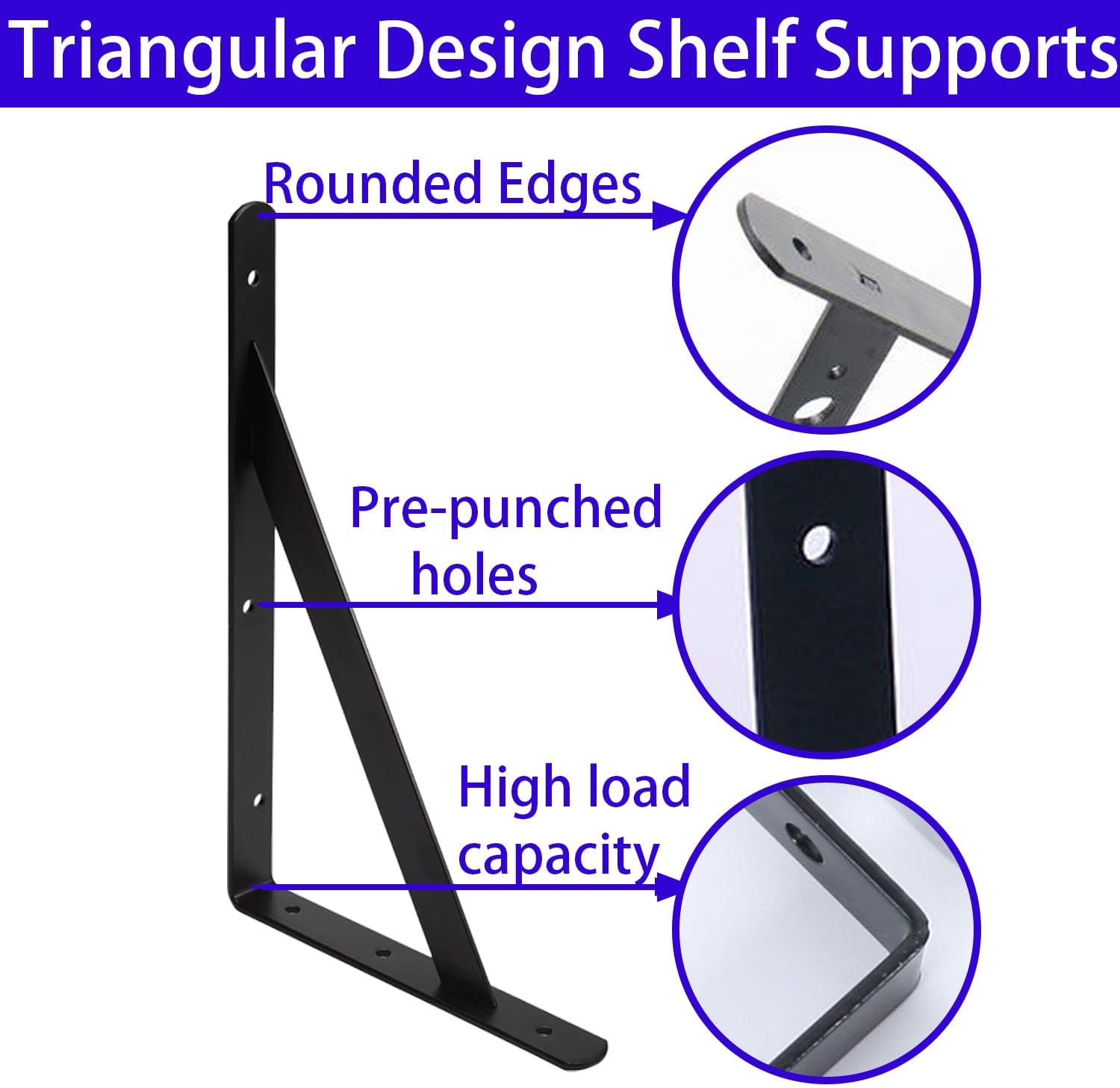 Paquete de 10 soportes de estante de metal de diseño triangular, soportes de ángulo recto con tornillos para muebles de madera, gabinetes, sillas,
