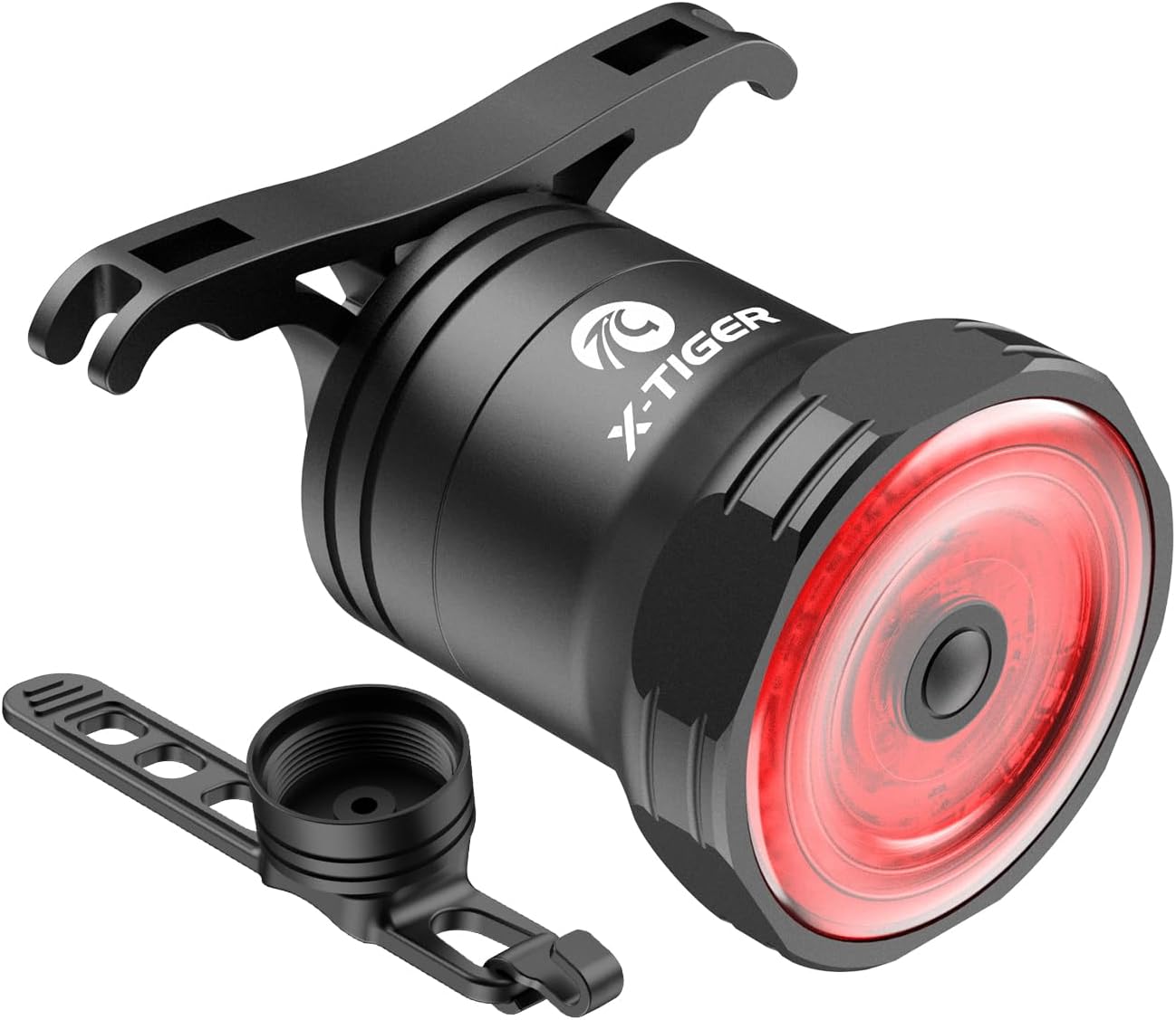 X-TIGER Luz trasera inteligente para bicicleta, luces traseras LED deportivas, luz trasera recargable por USB, luz trasera de bicicleta con