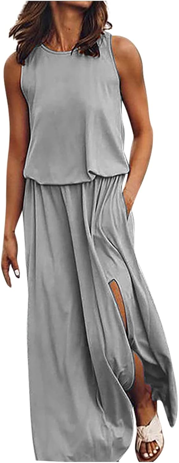 Vestidos de otoño para mujer, casual, a la moda, sexy, sexy, sin espalda, sin mangas, vestido largo, S-3XL