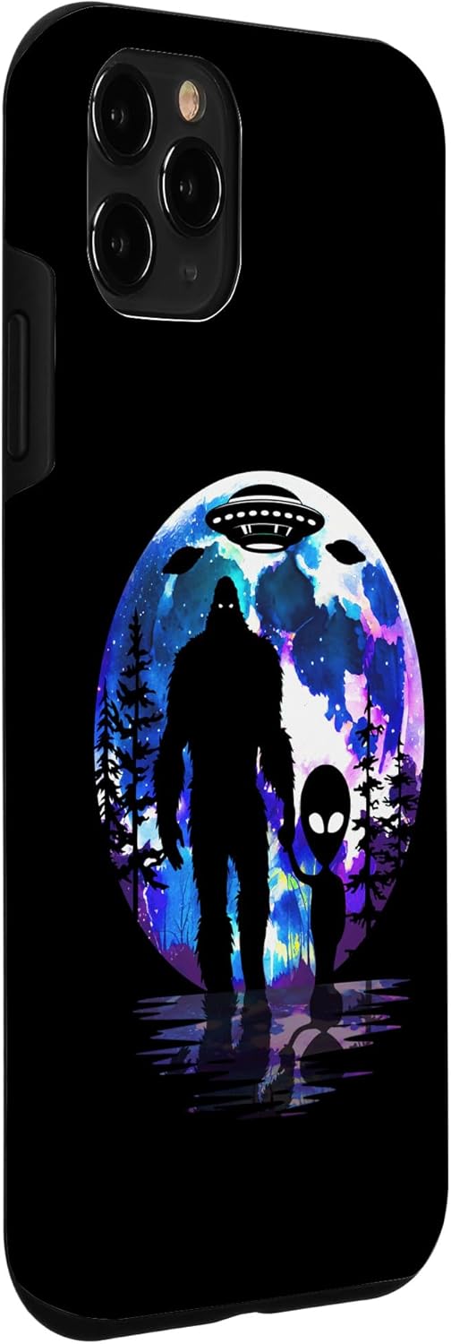 Funda para iPhone 11 Pro Alien & Bigfoot Moon Sasquatch Extraterrestre UFO