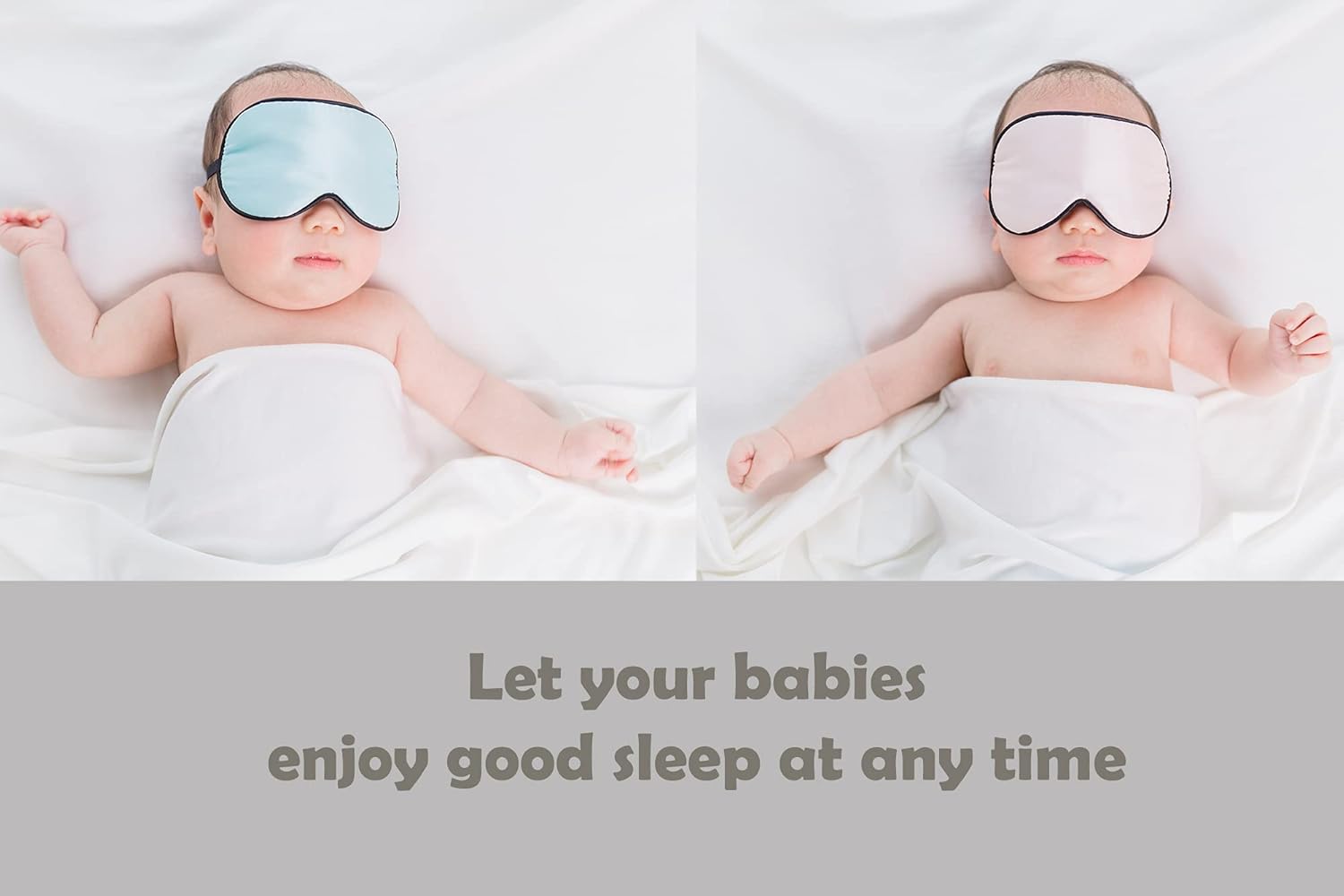 Máscara de dormir de seda de morera con correa ajustable para niños, bonita máscara de ojos para dormir para recién nacidos, paquete de 2 unidades,