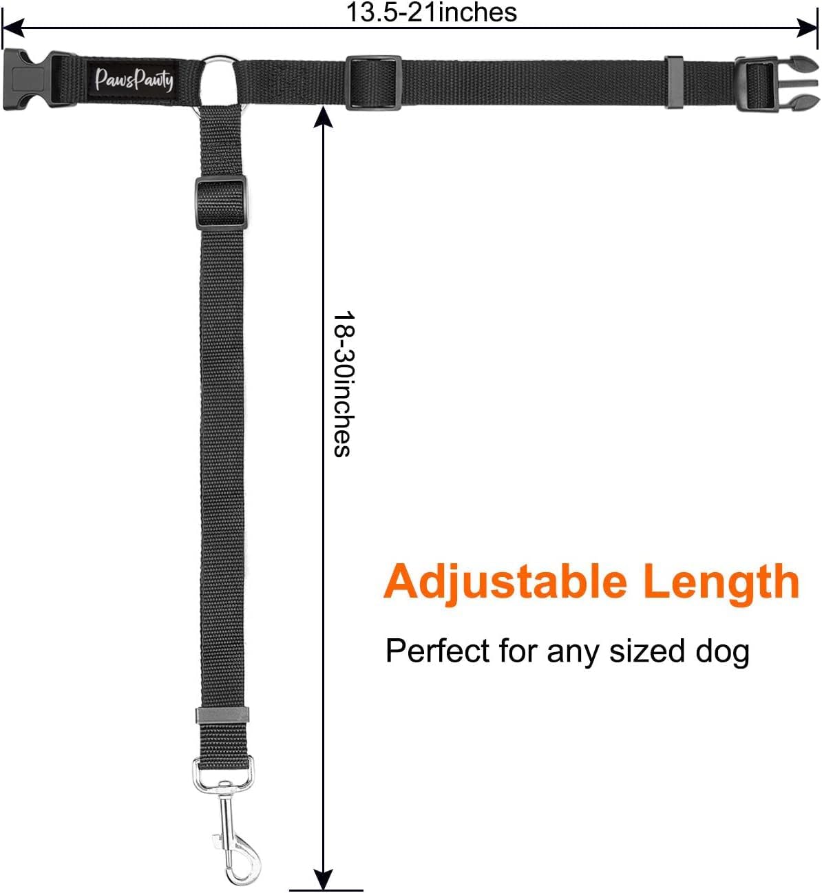 PawsPawty – Paquete de 2 cinturones de seguridad para perros, ajustable, tela de nailon, correas de seguridad para automóvil, arnés para perros,