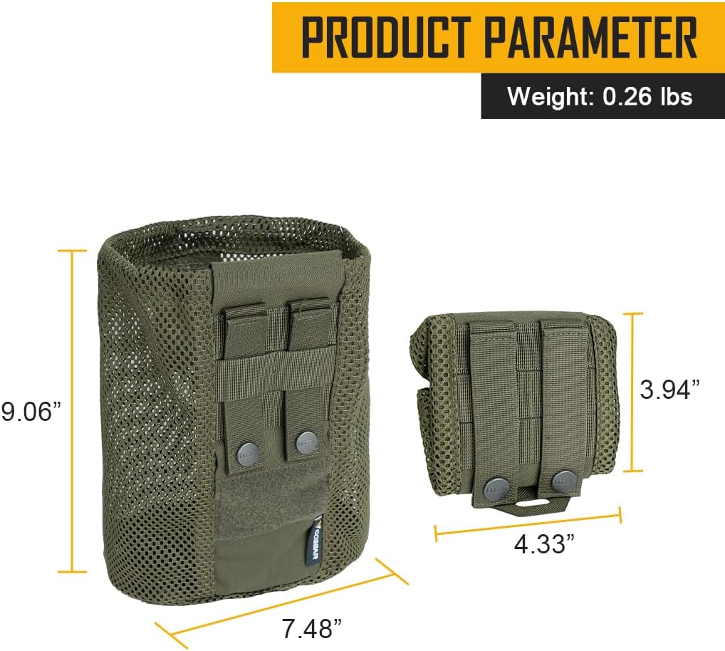 IDOGEAR SPORTS Bolsa táctica Molle plegable Mag-Net con cordón para reciclaje, paquete de herramientas de recuperación para cinturón Molle, chaleco