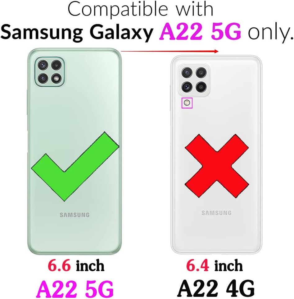 Asuwish Funda de teléfono para Samsung Galaxy A22 5GBoost Mobile Celero 5G con protector de pantalla de vidrio templado y funda delgada de cuero