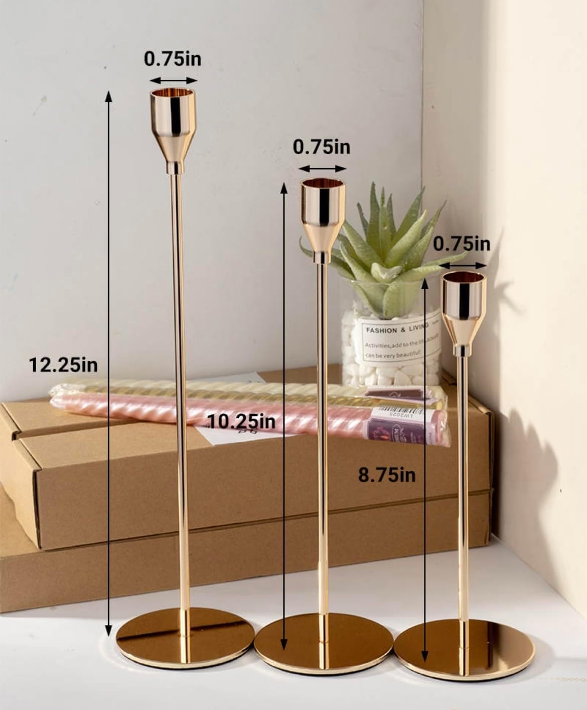 Aha Essential – Juego de 6 portavelas cónicos  Portavelas decorativos para decoración del hogar, boda, comedor, fiestas, aniversario, baño,