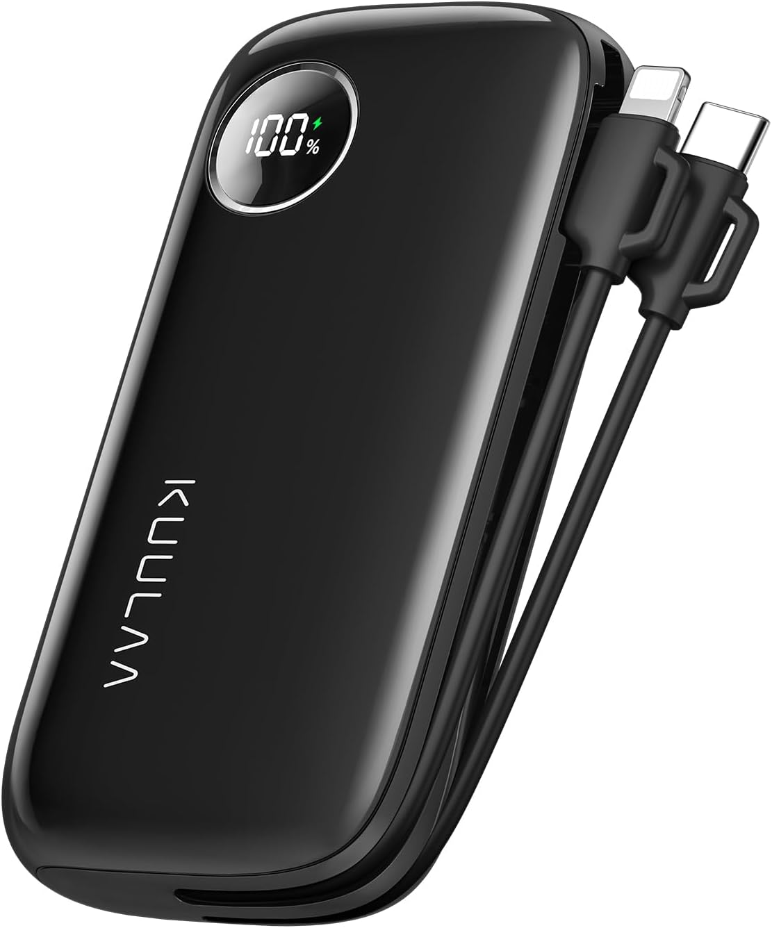 Kuulaa Cargador portátil con cables integrados 10000mAh USB C Power Bank de carga rápida pantalla LCD cargador portátil 3 salidas para iPhone Pixel