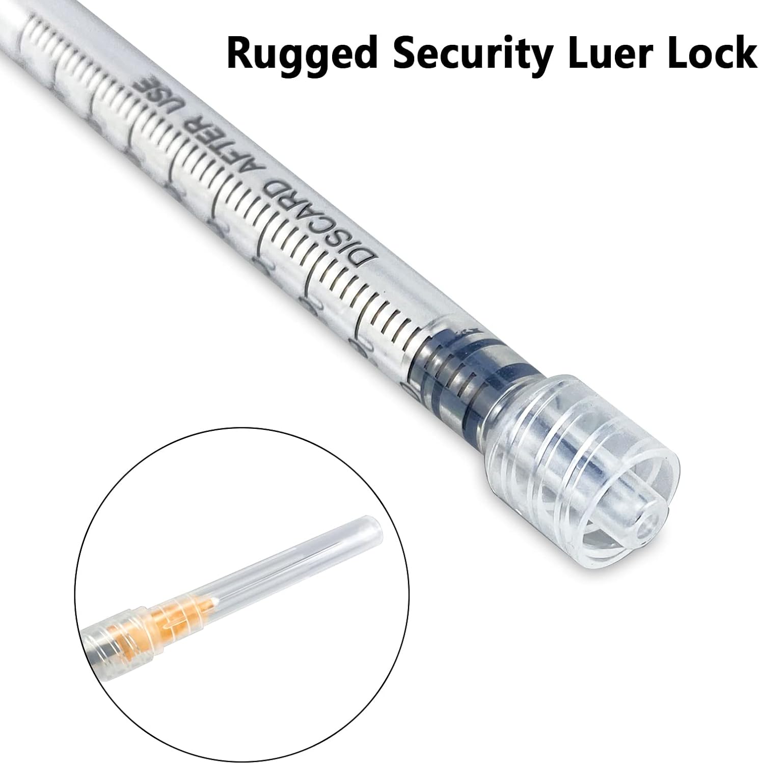 Paquete de 50 jeringas Luer Lock de 0.0 fl oz con agujas de 25Ga, jeringas y agujas de plástico desechables de embalaje individual para laboratorios