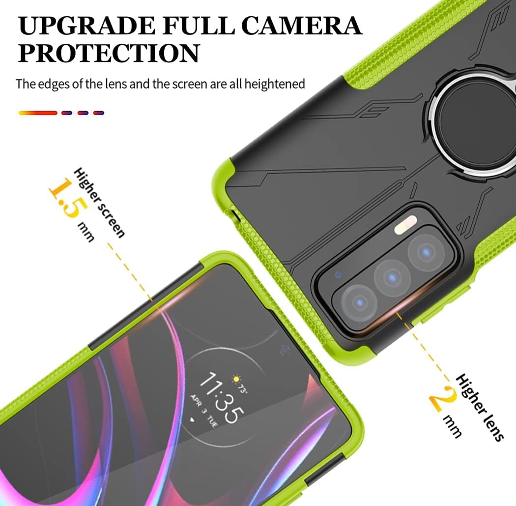 Funda compatible con Moto Edge 2021, Moto Edge 5G UW con protector de pantalla de vidrio templado, soporte magnético con soporte magnético para