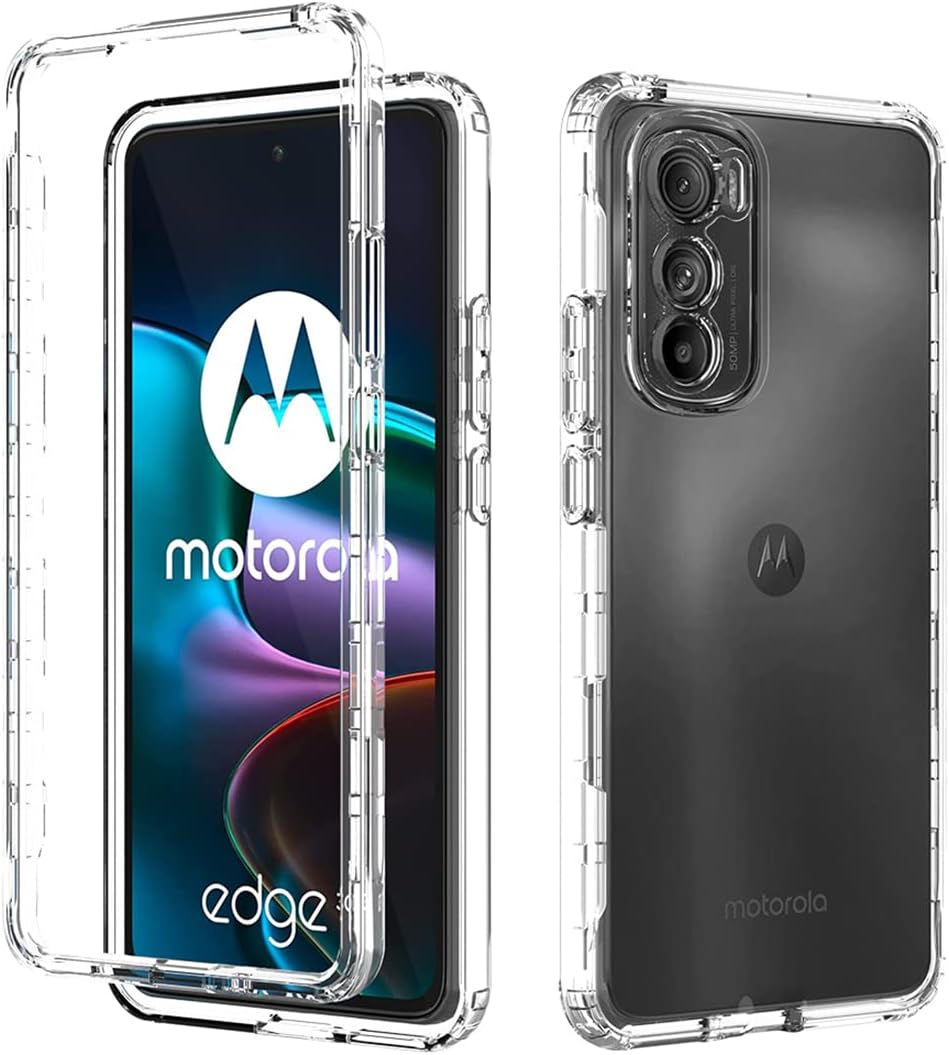 Funda compatible con Moto Edge 30 5G, Motorola Edge 30 con protector de pantalla de vidrio templado, cuerpo completo, a prueba de golpes,
