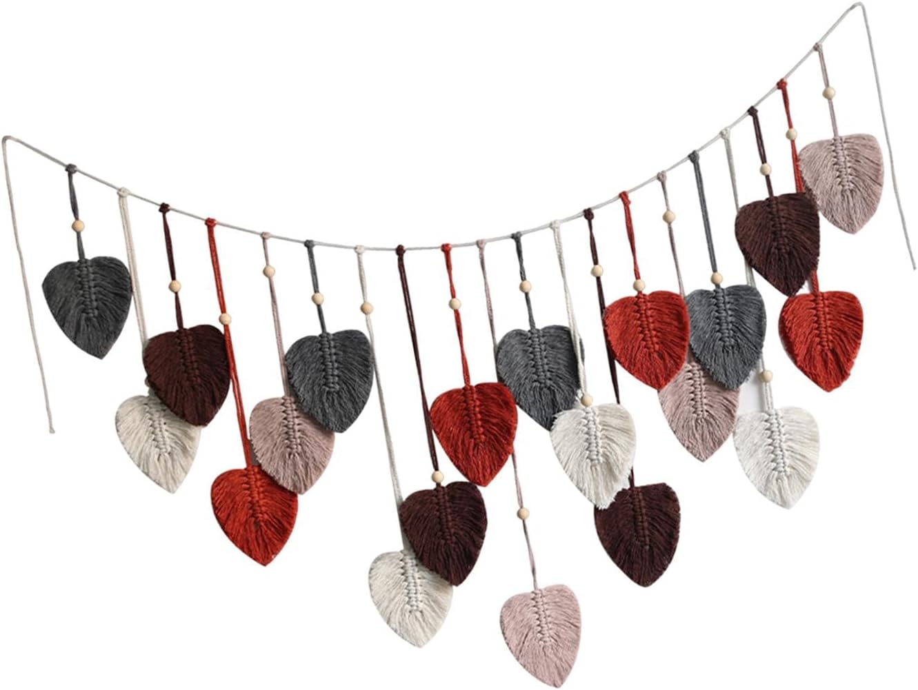 JISADER Tapiz de hojas de macramé para colgar en la pared, elegante tapiz de hojas tejidas a mano, tapiz bohemio de macramé para telón de fondo,