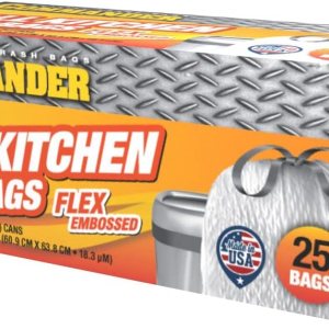 Commander – Bolsas de basura blancas con cordón para cocina, de 13 galones, 0.7 milésimas de pulgada de alto, 24 x 25 pulgadas, paquete de 25 Commander – Bolsas de basura blancas con cordón para cocina, de 13 galones, 0.7 milésimas de pulgada de alto, 24 x 25 pulgadas, paquete de 25
