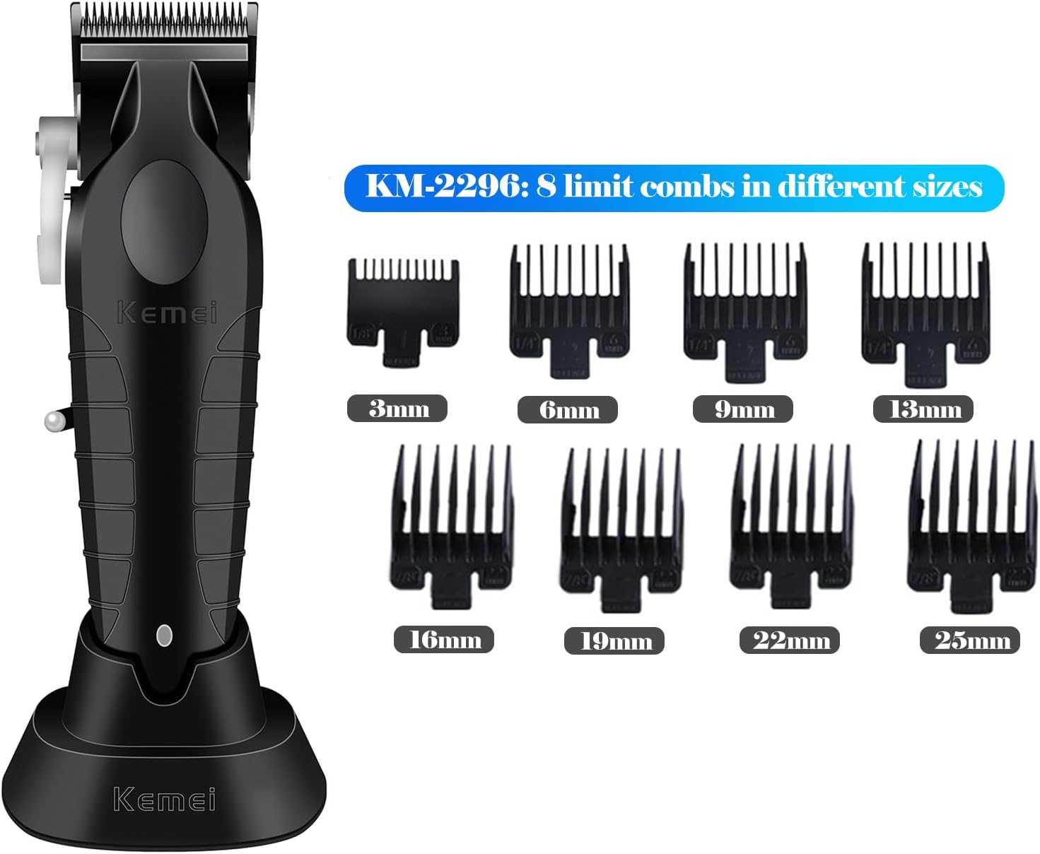 KEMEI Juego de cortapelos y afeitadora profesional inalámbrica para hombres, cortadoras eléctricas de barba de doble lámina, kit de corte de pelo de