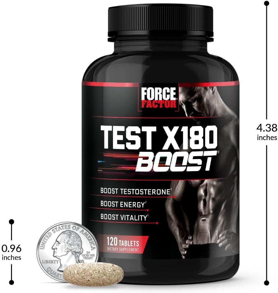 FORCE FACTOR Test X180 Boost Potenciador de testosterona y suplemento energético para hombres, aumenta la energía, aumenta la resistencia, mejora la