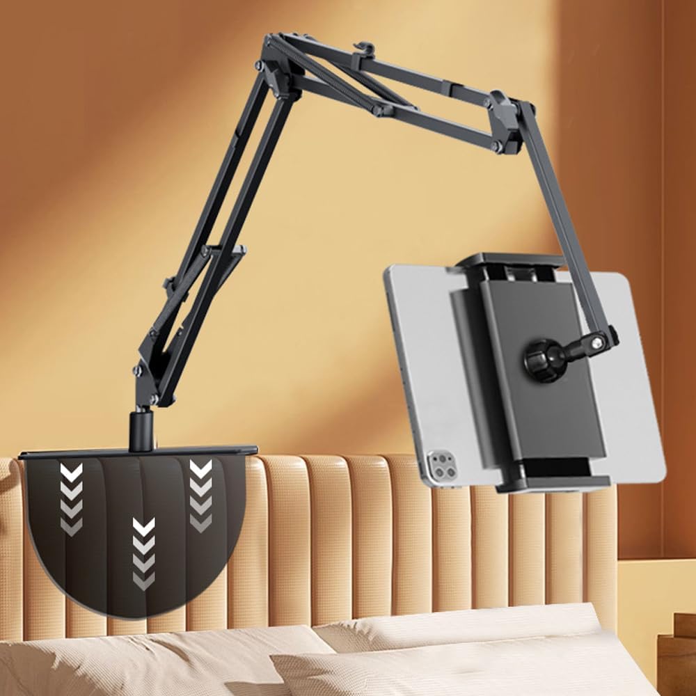 Soporte oculto para tableta de teléfono de cabecera retráctil, soporte plegable ajustable para tableta, soporte de brazo para tableta compatible con