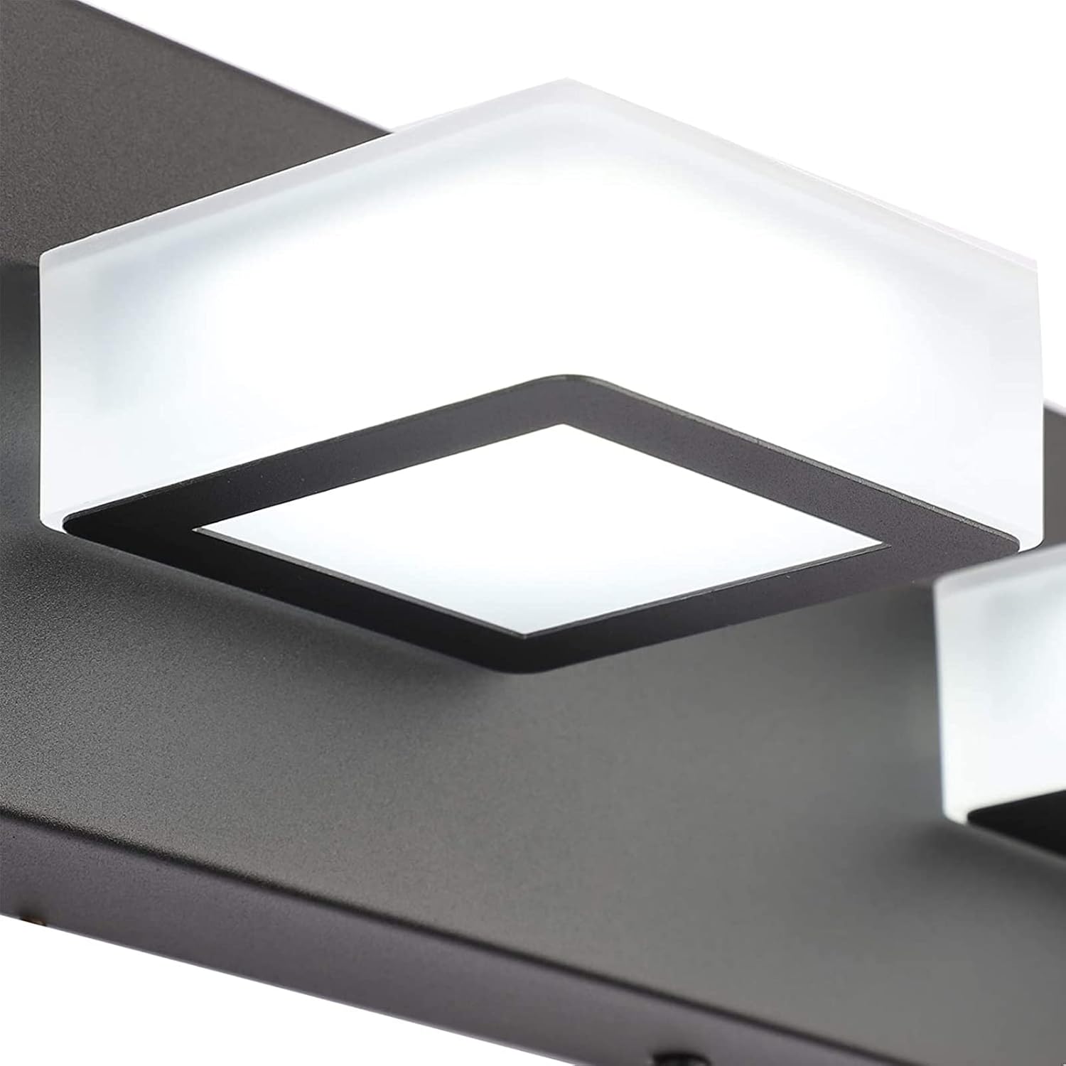 Ralbay Luces LED de tocador de 46 pulgadas color negro mate, 7 luces acrílicas de metal negro, modernas luces de tocador de baño negras sobre espejo