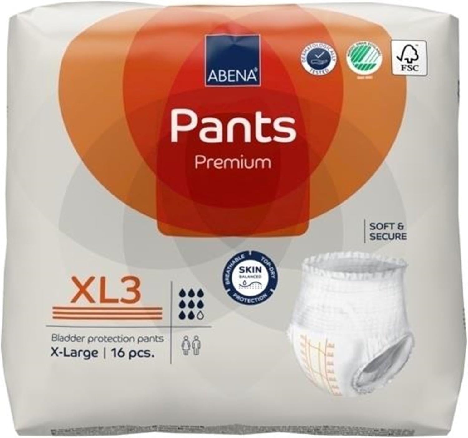 Abena Premium Pants XL3 – Ropa interior desechable con costuras rasgadas, XL, 1000021330, 192 unidades